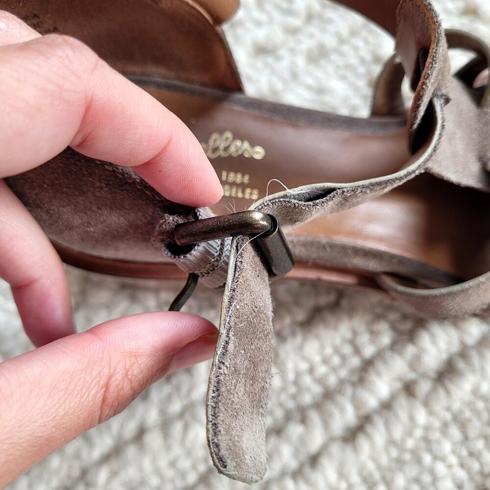 Seychelles Social Butterfly Heeled Gray Suede leather Sandals Sz 8 - Picture 6 of 7